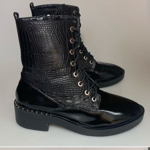 Croc embossed combat boots